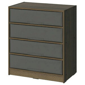 IKEA イケア 収納ユニット ボックス4個付き ブラウン ダークグレー 70x80cm m10559752 BRUKSVARA ブルクスヴァーラ インテリア 収納家具 タンス チェスト おしゃれ シンプル 北欧 かわいい