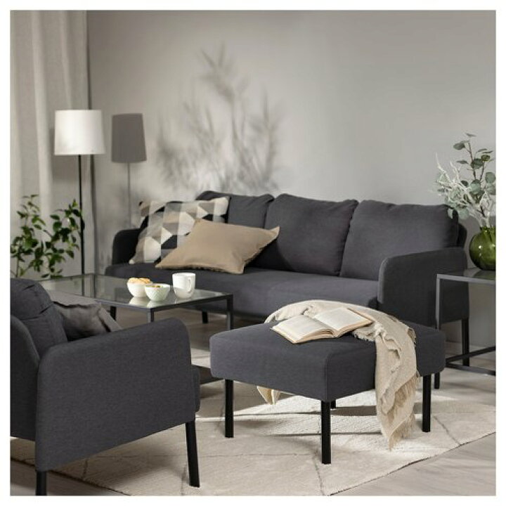 楽天市場】IKEA イケア オットマン クニーサ ダークグレー m10595934 