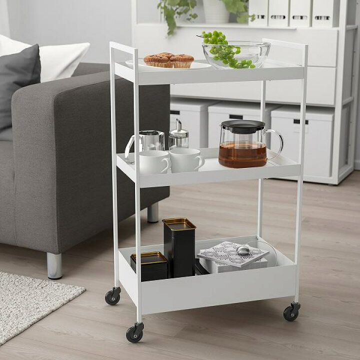 楽天市場】IKEA イケア ワゴン ホワイト 白 50.5x30x83cm キャスター 