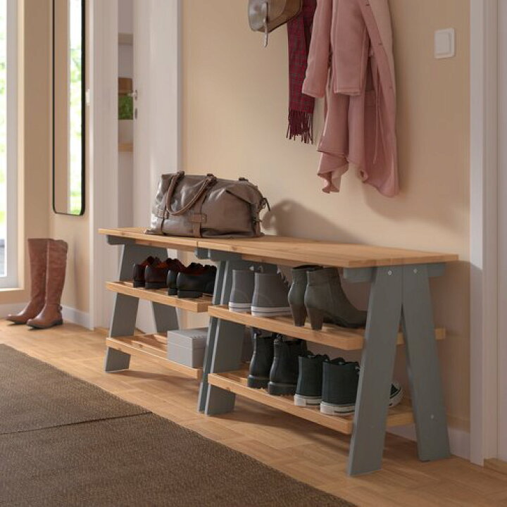 楽天市場】IKEA イケア ベンチ 靴収納付き グレー 80×38×56cm 