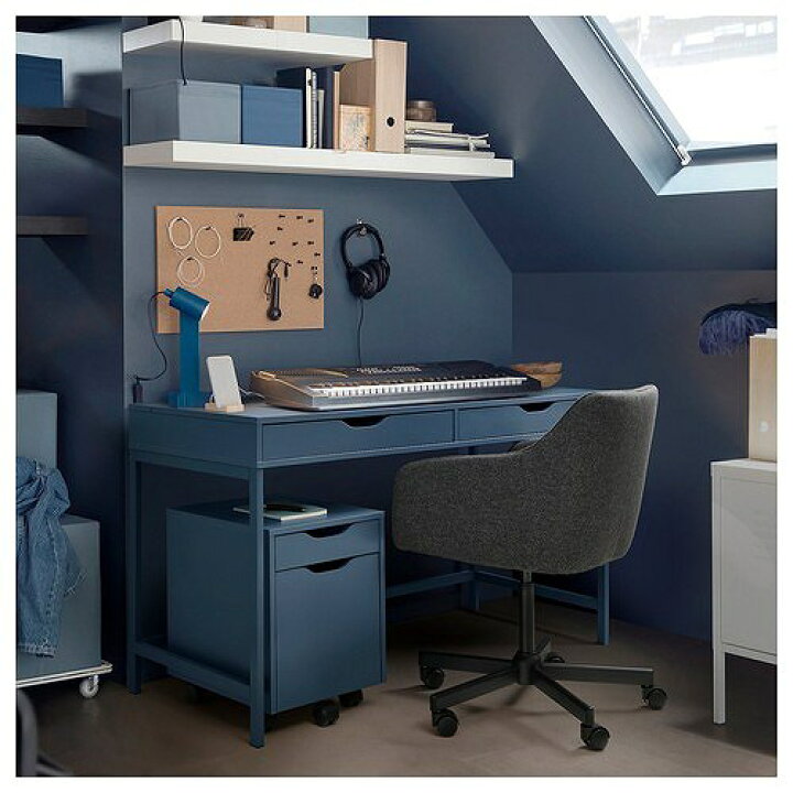 楽天市場】IKEA イケア デスク ブラックブルー 132×58cm big50590473 