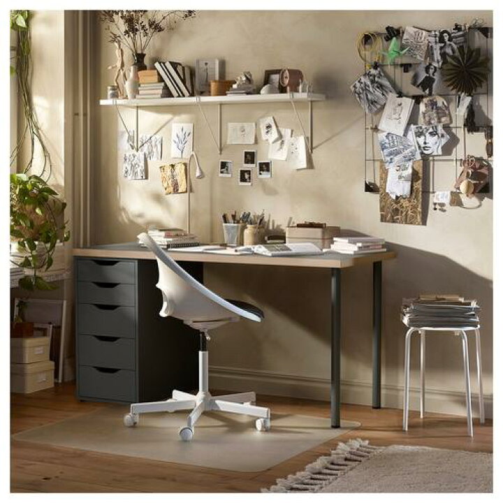 楽天市場】IKEA イケア デスク グレー/木目調 140×60cm big99585385 