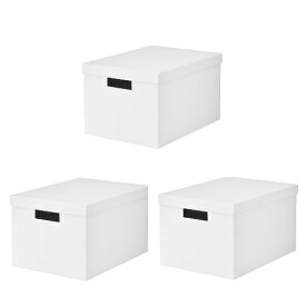 【あす楽】【セット商品】IKEA イケア 収納ボックス ふた付き ホワイト 白 3個セット 25x35x30cm z20395425x3 TJENA ティエナ 日用品雑貨 生活雑貨 収納用品 マガジンボックス ファイルボックス おしゃれ シンプル 北欧 かわいい