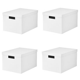 【あす楽】【セット商品】IKEA イケア 収納ボックス ふた付き ホワイト 白 4個セット 25x35x40cm z20395425x4 TJENA ティエナ 日用品雑貨 生活雑貨 収納用品 マガジンボックス ファイルボックス おしゃれ シンプル 北欧 かわいい