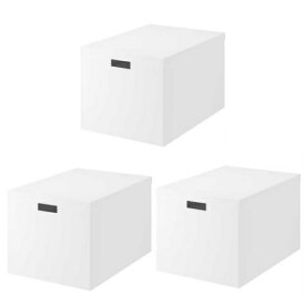 【あす楽】【セット商品】IKEA イケア 収納ボックス ふた付き ホワイト 白 3個セット 35x50x30cm z40374356x3 TJENA ティエナ 日用品雑貨 生活雑貨 収納用品 マガジンボックス ファイルボックス おしゃれ シンプル 北欧 かわいい
