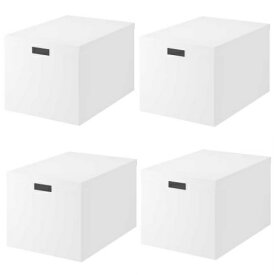 【あす楽】【セット商品】IKEA イケア 収納ボックス ふた付き ホワイト 白 4個セット 35x50x30cm z40374356x4 TJENA ティエナ 日用品雑貨 生活雑貨 収納用品 マガジンボックス ファイルボックス おしゃれ シンプル 北欧 かわいい