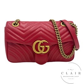 【中古】 GUCCI グッチ バッグ ハンドバッグ ショルダーバッグ　GG マーモント シェブロン キルティング レザー ミニ チェーン フラップ レディース 446744 DTDIT ブランド 美品 中古