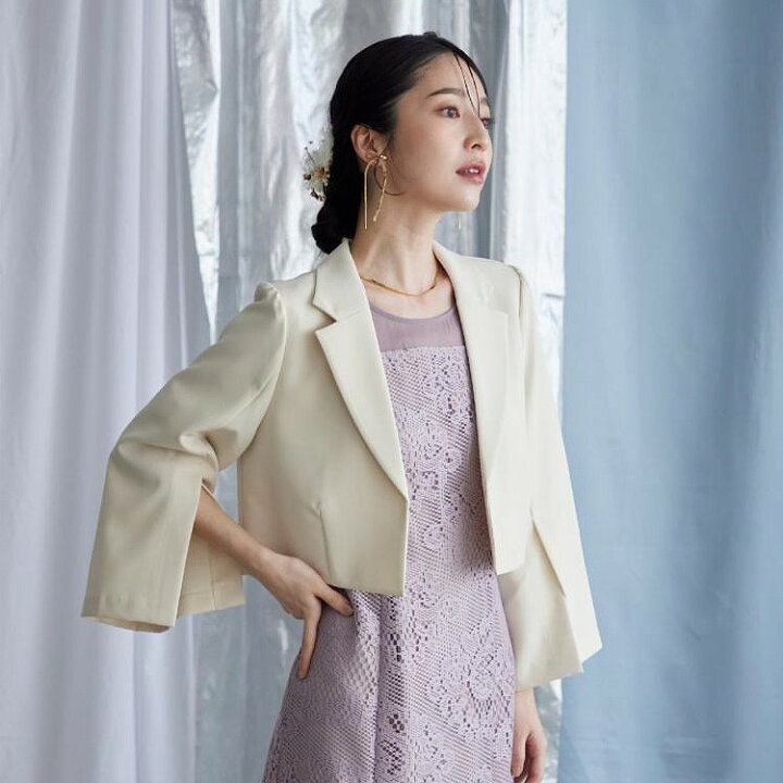 楽天市場】ジャケット 結婚式 ショート丈 袖スリットデザイン 