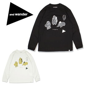 ★and wander アンドワンダー marmot by YUKO SAEKI long sleeve T ロングスリーブティー 574-1184131 【 Tシャツ 長袖 佐伯ゆう子 マーモット 】