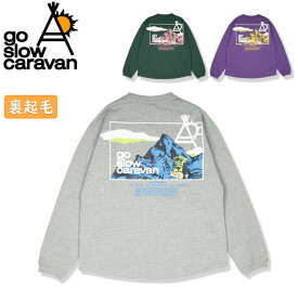 ★go slow caravan ゴースローキャラバン eco led 裏起毛 スクエアLOGOラウンドクルーネック 315602 【 長袖 トレーナー トップス スウェット アウトドア 】