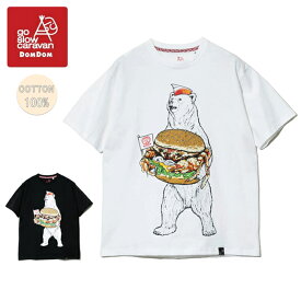 ★ドムドムハンバーガー×go slow caravan ゴースローキャラバン USA/C カニバーガー クマTEE #321941 【 Tシャツ 半袖 トップス コラボ 綿100％ 】【メール便・代引不可】