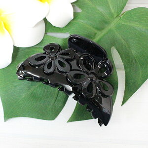 ヘアアクセサリー おしゃれ ハワイアンプルメリアモチーフ ブラック 黒 エアプルメ ヘアクリップ マウナロアハワイアン 雑貨 ハワイ雑貨 レディース カジュアル ハーフアップ ポニーテール