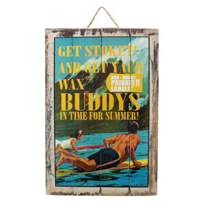 アートパネル 長方形 海 サーフボード アートボード 壁掛け インテリア Kahiko ヴィンテージカンバン GET STOKEDハワイアン 雑貨 ハワイ雑貨 おしゃれ