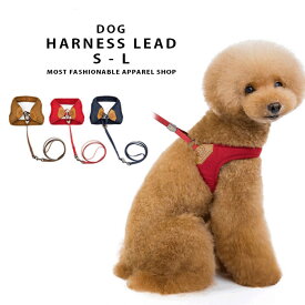 ハーネス リード 犬 ハーネスリード セット 胴輪 犬用 ドッグ 小型犬 おさんぽ お散歩 お出かけ 可愛い 無地 ネコポス