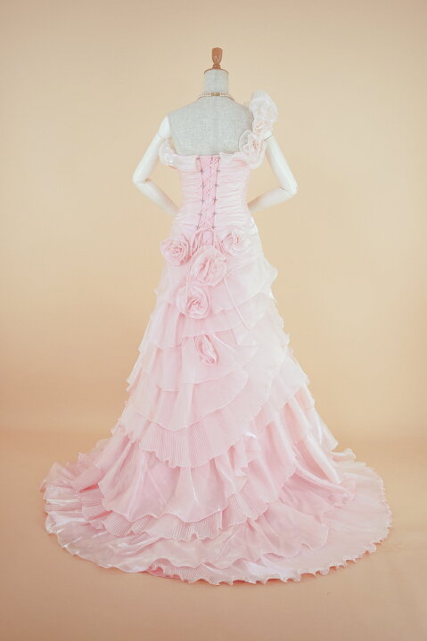 楽天市場】《フォーマル衣装》フォーマル 薄サーモンピンクの花・ヒダ  