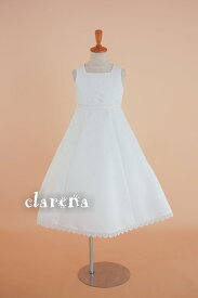 《フォーマル衣装》ロングドレス 販売 クラレナの アイボリーサテン 子供ドレス3-4才用（100）(CLK309)(USED品)（リサイクル）【中古】中古ドレス