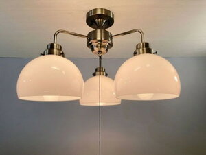 後藤照明 鉄鉢硝子 大正ロマン 昭和 レトロ シャンデリア 鉄鉢ガラスセード ブロンズ 3灯 白熱灯 GLF-3543BR