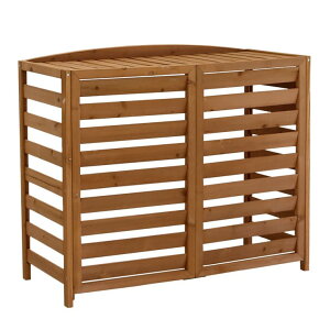 【メーカー直送】 おしゃれ 屋外 庭 木製 逆ルーバー 室外機カバー AIRNA(エアナ)幅108 ライトブラウン AC-L1080LBR 組立式