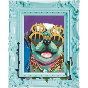 絵画 版画 額縁 おしゃれ オイルペイントアート 〜ペンキ デコフレーム シリーズ〜「ミリオンダラー ドッグ」 OP-05809