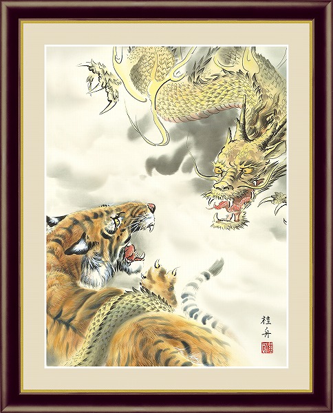 縁起の良い虎の刺繍画-