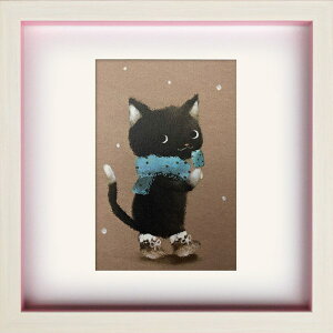 アートパネル 菜生(nao) Square Frame 猫 冬のチョコミント ZNO-62150 壁掛け アートフレーム 絵画 アートポスター 額 北欧 モダン おしゃれ 玄関 リビング