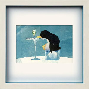 アートパネル 菜生(nao) Square Frame ペンギン あぁひんやり ZNO-61838 壁掛け アートフレーム 絵画 アートポスター 額 北欧 モダン おしゃれ 玄関 リビング