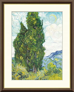 【メーカー直送】 絵画 おしゃれ 額縁 版画 ゴッホ 糸杉 J1-241 F4号サイズ 額外寸42×34cm、絵寸31×23cm