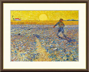 【メーカー直送】 絵画 おしゃれ 額縁 版画 ゴッホ 種まく人 J1-242 F6号サイズ 額外寸52×42cm、絵寸40×30cm