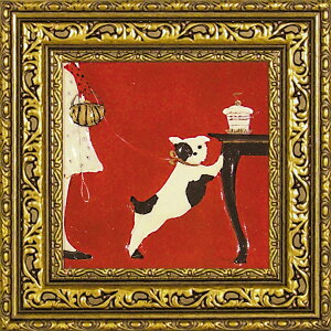 絵画 版画 額縁 おしゃれ ドミンゲス「首輪」 DO-04321 かわいい 犬 いぬ イヌ 可愛い 散歩 動物