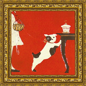 絵画 版画 額縁 おしゃれ ドミンゲス「首輪」 DO-07021 かわいい 犬 いぬ イヌ 可愛い 散歩 動物