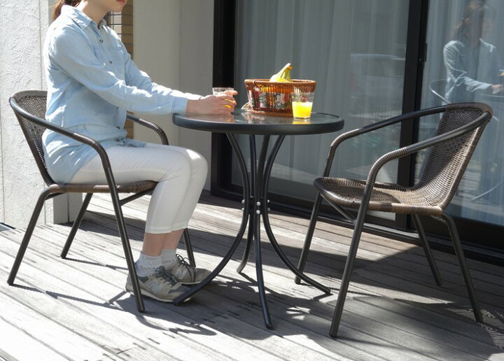 楽天市場】【メーカー直送】 TAN-723 ラタン調ガーデンセット 椅子 机  