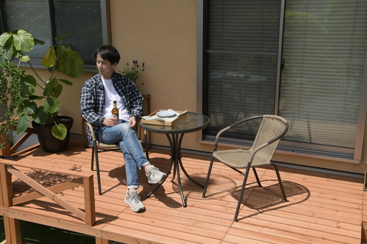 楽天市場】【メーカー直送】 TAN-723 ラタン調ガーデンセット 椅子 机  