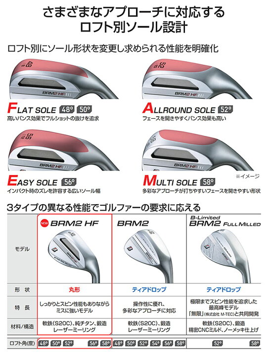 楽天市場】ブリヂストンゴルフ [Bシリーズ] BRM2 HF ウェッジ 48°/50 