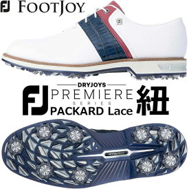 【フットジョイ】 FJ DRYJOYS PREMIERE Packard Lace MEN'S GOLF SHOES ドライジョイズ プレミア パッカード レース メンズ ゴルフシューズ ホワイト/ネイビー/レッド(53932W) 7サイズ：ウィズ W/3E 【FOOTJOY】【日本正規品】【2021年モデル】