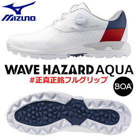 ミズノゴルフ ウエーブハザード アクア ボア メンズ ゴルフシューズ 51GM2470 WAVE HAZARD AQUA BOA MEN'S GOLF SHOES 24.5～27.0,28.0,29.0cm ホワイト×レッド 3E相当/防水/軽量/スパイクレス MIZUNO GOLF[ 日本正規品] [2024年秋冬モデル]