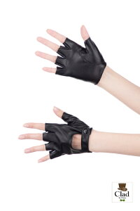 【送料無料】レザーグローブ 指なし カットアウトタイプ 黒 手袋 コスプレ 衣装 レザー 合皮 フェイクレザー 制服 クラッセ CLASSE