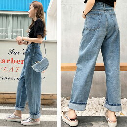 【サイズ表未】お洒落にこなれ感♪レディースジーンズデニムストレートポケットのデザインがたまらない!ハイウエストでゆったりシルエット!タックデニム☆パンツ大きいサイズパンツ夏タック小さいサイズ大きいサイズcla803070【eu+】