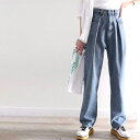 【family+】レディース パンツ ボトムス 大きいサイズ 小さいサイズ ハイウエスト タック入り 大人 ワイド ストレート デニム チノ ジーンズ デニムパンツ メンズライク シンプル クラシカルエルフ cla803070