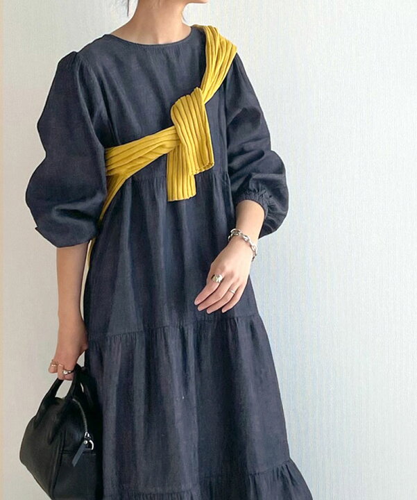 楽天市場 送料無料 ワンピース レディース マキシワンピース デニム ロング 長め 前後2way リラックス Aライン 綿100 ゆったり 体型カバー カジュアル ティアード ティアードワンピース レディース ネイビー M L Xl 春 夏 22ss クラシカルエルフ Ce