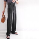 ボトムス パンツ レディース ストレート 2タック ワイドシルエット センタープレスパンツ ハイウエスト ベルト 穿き心地 美脚シルエット 足長効果 華奢見え オールシーズン 大きいサイズ 春 夏 クラシカルエルフ ce1260059