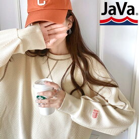 【MAX30%offクーポン対象】 《javaジャバ 別注》 送料無料 トップス Tシャツ レディース 前後 2way 配色ステッチ ワッフル ロンT 男女兼用 ユニセックス メンズ サイドスリット ゆったり オーバーサイズ 　大きいサイズ　春 夏 2024ss クラシカルエルフ jv1260065