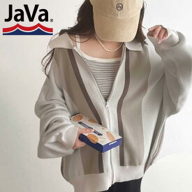 《javaジャバ コラボ》送料無料 コート ジャケット レディース ブルゾン カーディガン ニット ストライプ 男女兼用 ユニセックス メンズ 羽織り アウター オーバーサイズ ゆったり 長袖 大きいサイズ 秋 冬 2023aw クラシカルエルフ jv1050128