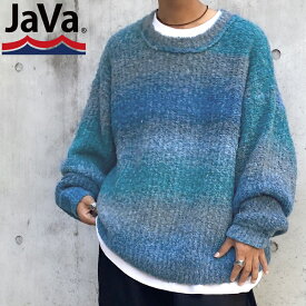 【sustaina+】《java ジャバコラボ》 送料無料 トップス ニット メンズ グラデーション クルー ネックニット 男女兼用 ユニセックス レディース ゆるっと オーバーサイズ ふわもこ 暖か 大きいサイズ 秋 冬 2023aw クラシカルエルフ jv1219006