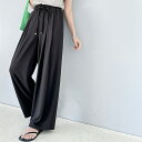 ボトムス パンツ レディース ギャザー ワイド ストレート イージーパンツ UVカット 防シワ ウォッシャブル 加工 ウエスト シャーリング フリル リボン ゴム 仕様 大きいサイズ 春 夏 クラシカルエルフ ce0940177