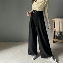 【今ならまとめ買い3点以上で5％OFF】 ボトムス パンツ ツイード 調 ハイウエスト 2 タック ワイド スラックス 美シルエット ウエスト アシンメトリー 合皮 ベルト デザイン 高見え 大きいサイズ 秋 冬 クラシカルエルフ ce0940216
