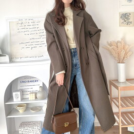 【今だけ全品送料無料】【 本日限定 早い者勝ち 1000円OFF クーポン 】 【 クラシカルエルフ classical elf 】 アウター ジャケット レディース フェイク ウール ベルト 付き ダブル チェスターコート ロング 丈 ダブルボタン 後ろ ゆるっと 大きいサイズ 秋 冬 ce1010355