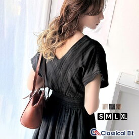 【 クラシカルエルフ classical elf 】 ワンピース 夏 レディース きれいめ Vネックワンピース ロングワンピ フレンチスリーブ シアー素材 春 夏 2025SS classical elf ce1070133