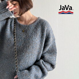 《java ジャバコラボ》ニット レディース きれいめ トップス クルーネック ミックスカラー ふわふわ ベーシック 上品 抜け感 ふんわり感 華奢見え ゆったりシルエット 体型カバー ローゲージニット 大きいサイズ 秋 冬 2025aw クラシカルエルフ jv1020308