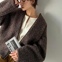 【48H限定】11/16まで 6,999円以上で使える 20％OFF クーポン 【Classical Evon】アウター ジャケット レディース ブークレ ノーカラージャケット 上品 軽やか すっきりノーカラー デイリー お仕事 ゴールドジップ きれいめ 大きいサイズ 秋 冬 2025aw ev1110138