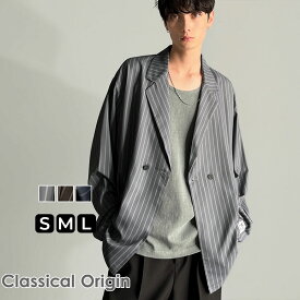 【 本日限定 早い者勝ち 全品対象 1000円OFF クーポン 】 【Classical Origin】 トップス シャツ メンズ ストライプ 柄 ドレープ テーラード シャツジャケット 男女兼用 ユニセックス レディース 大きいサイズ 秋 冬 2025aw クラシカルエルフ co1150041